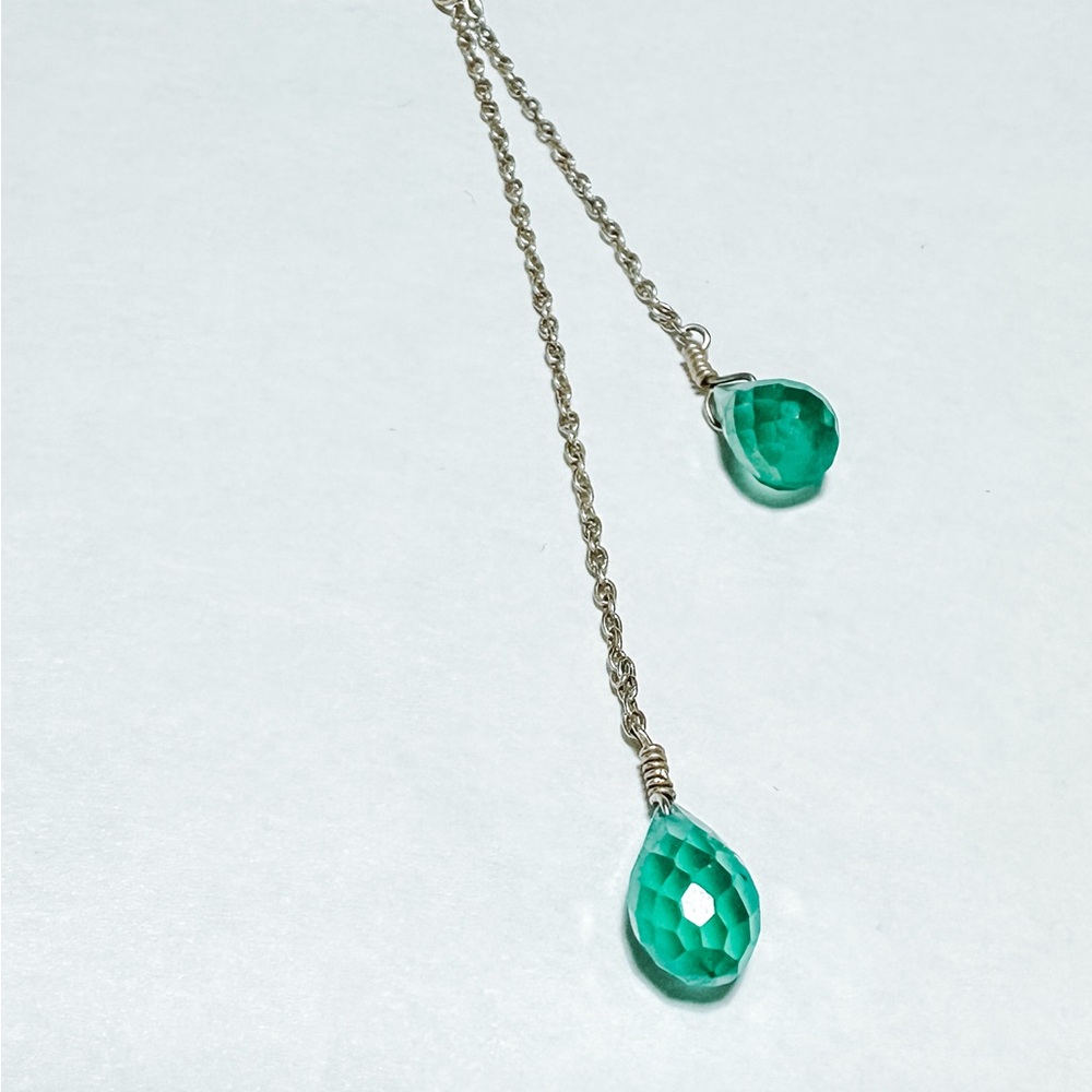 NEW Alluring Green Onyx Faceted Crystal Necklace and Earring Precious Gem Set